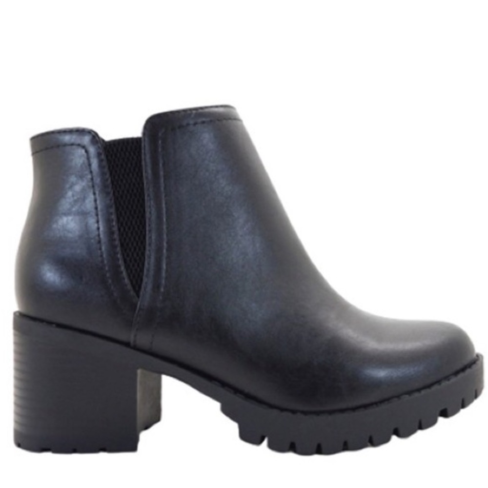 Soda Thumb Black Lug Sole Chelsea Moto Combat Boot - Picture 4 of 8